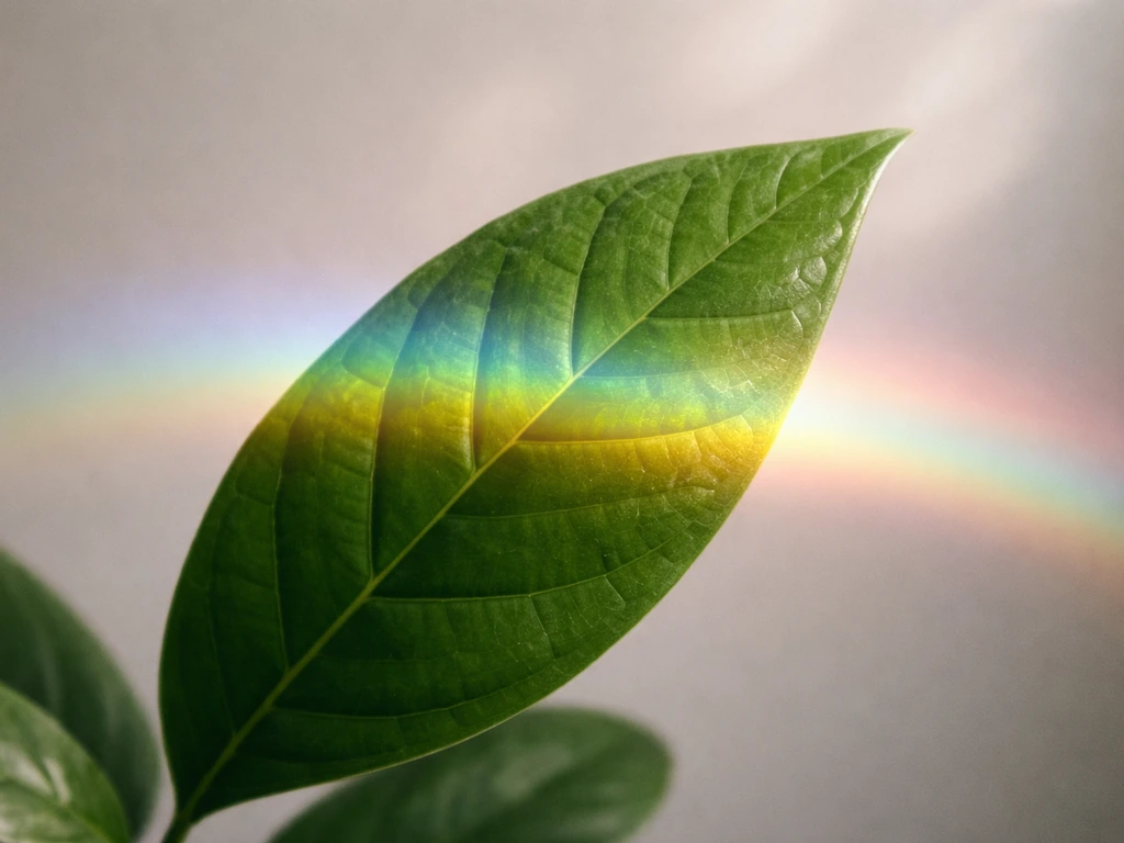 Close-up of a plant leaf with a subtle glow suggesting the 400–700 nm PAR range.